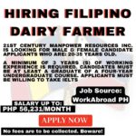 Hiring Filipino DAIRY FARMER